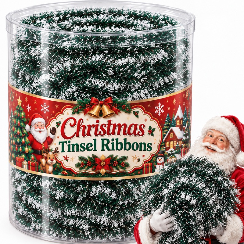 Tinsel Garland Decoration - Pita Hias Natal, Pita Warna Hijau,