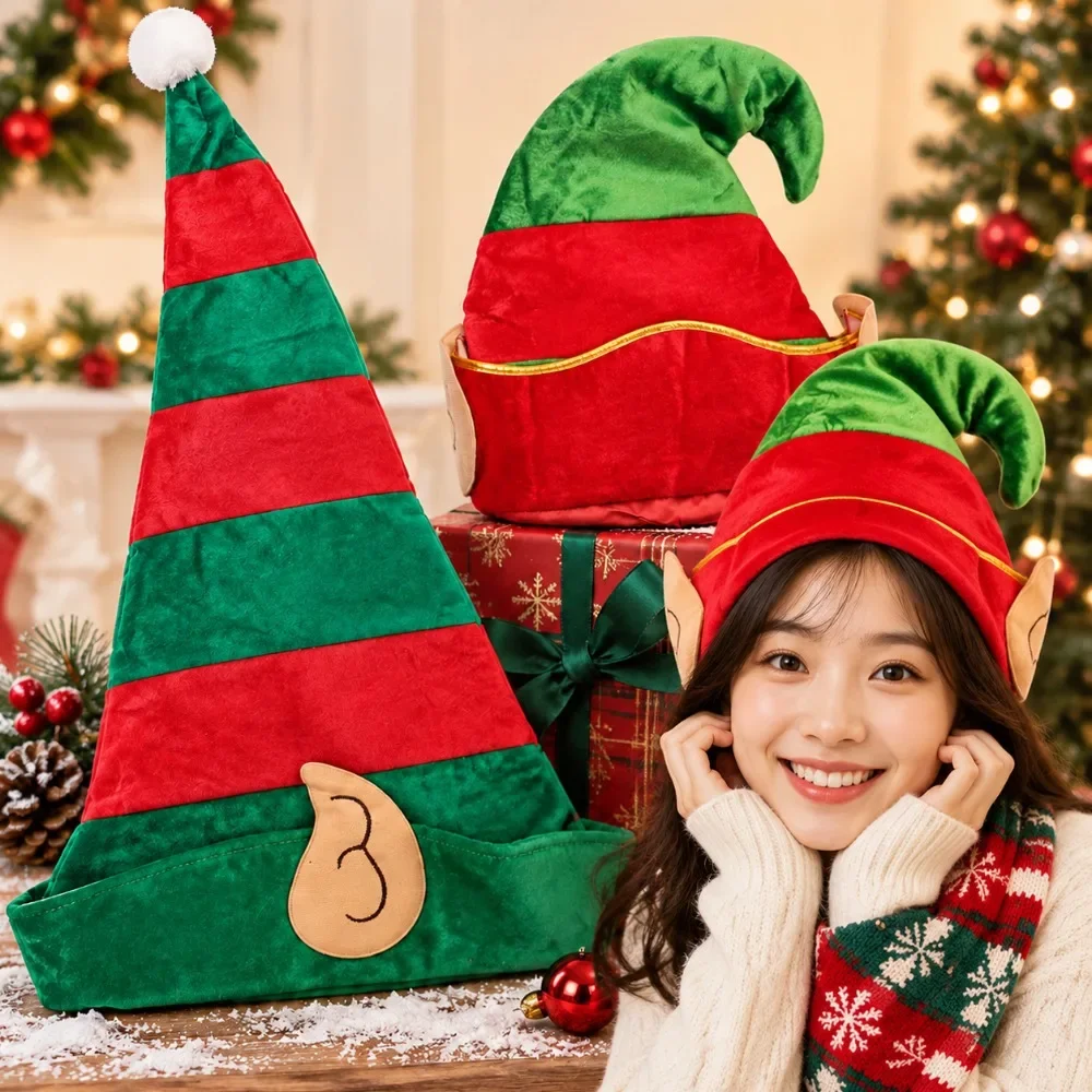 Santa Hat Plush - Topi Elf Natal, Topi Sinterklas Bahan