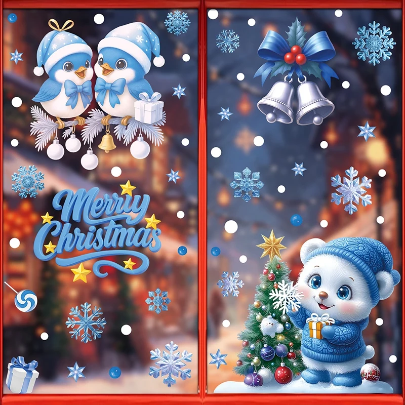 Snowflake Window Decal - Stiker Jendela Kaca Bertema Natal, Gambar