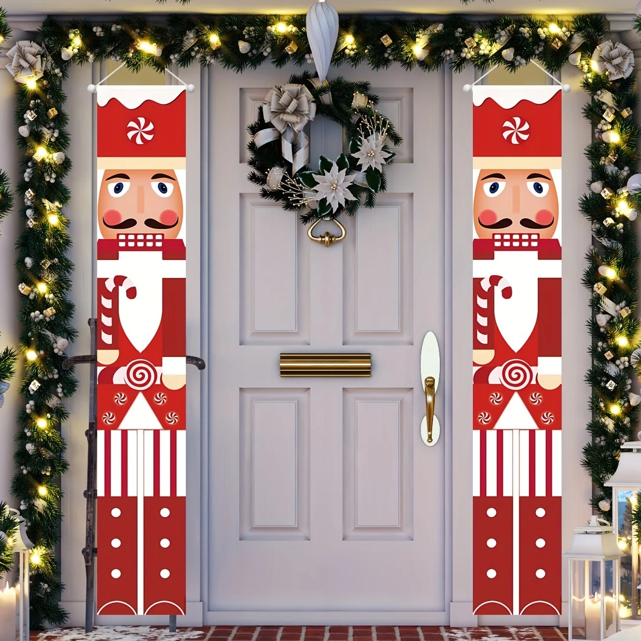 Nutcracker Figurine - Set Spanduk Natal Motif Prajurit Nutcracker