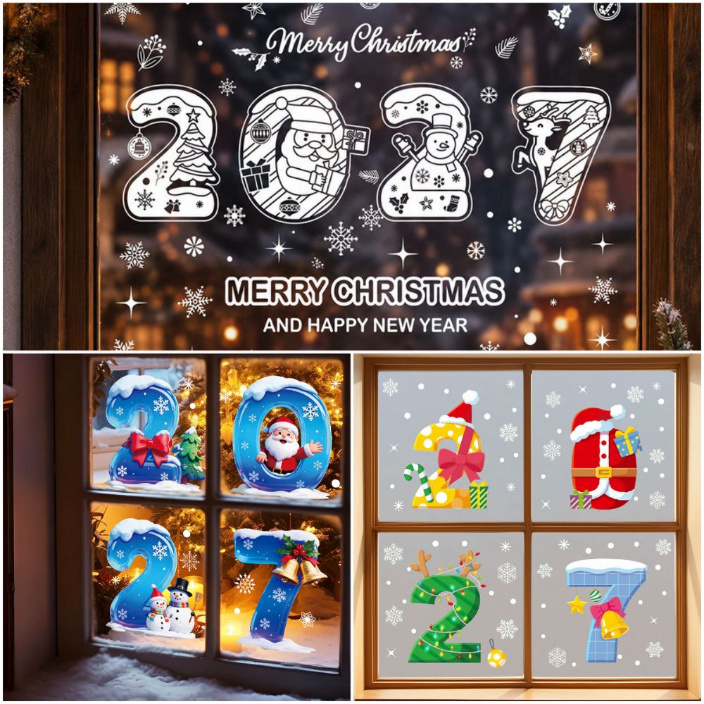 Snowflake Window Decal - Stiker Jendela Natal Elektrostatik Motif Kepingan