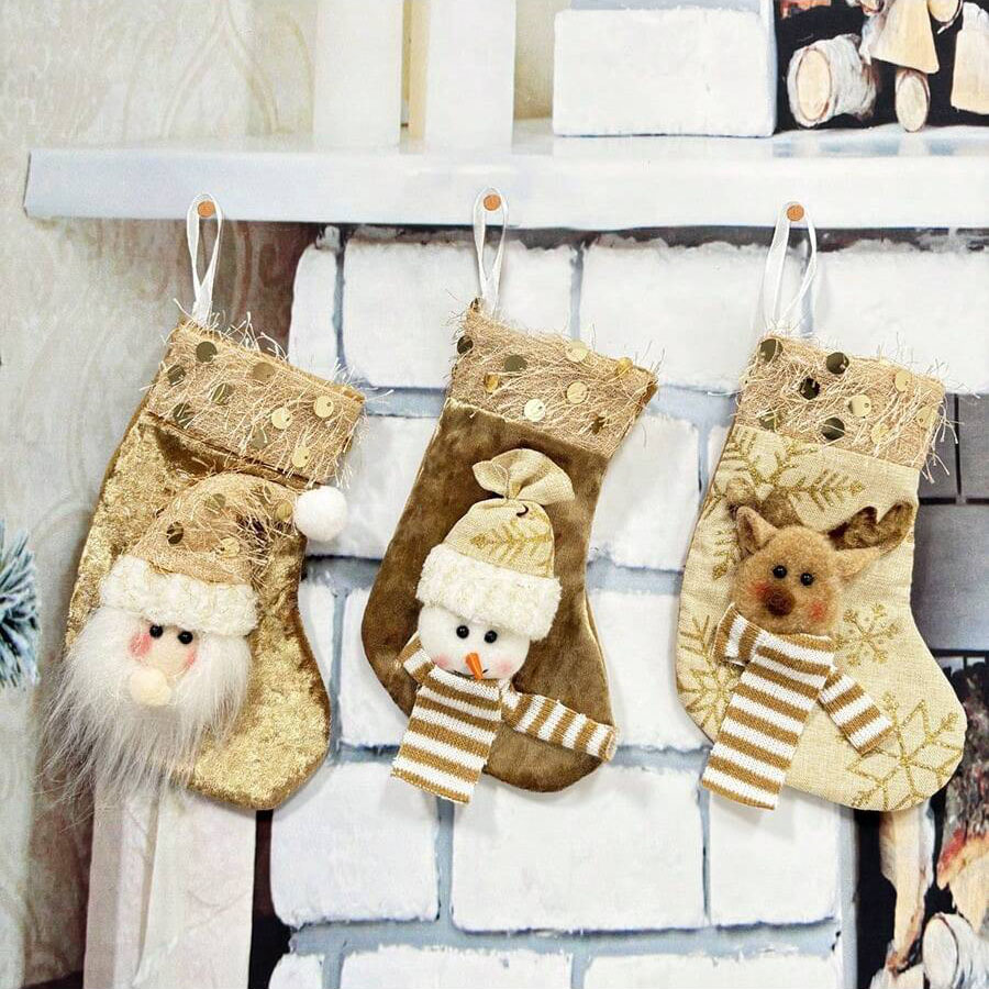 3 buah stoking dekorasi Natal, - Christmas Stocking Hanging ulasan dan harga