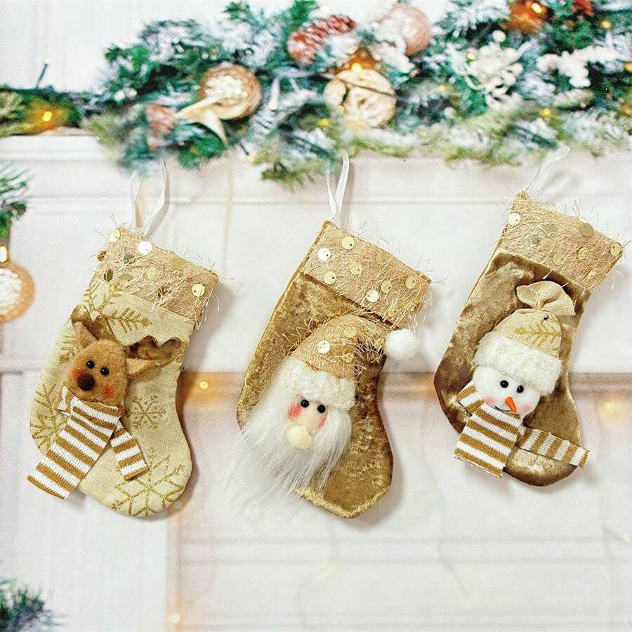 3 buah stoking dekorasi Natal, - Christmas Stocking Hanging ulasan dan harga