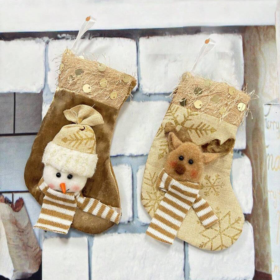 3 buah stoking dekorasi Natal, - Christmas Stocking Hanging ulasan dan harga