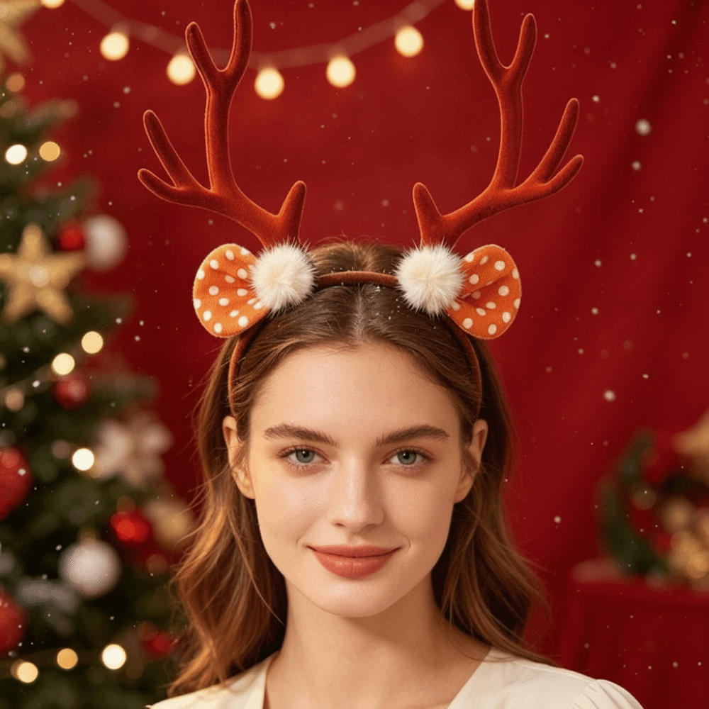 Bando Natal Berkilau Motif Rus - Reindeer Antlers Headband ulasan dan harga