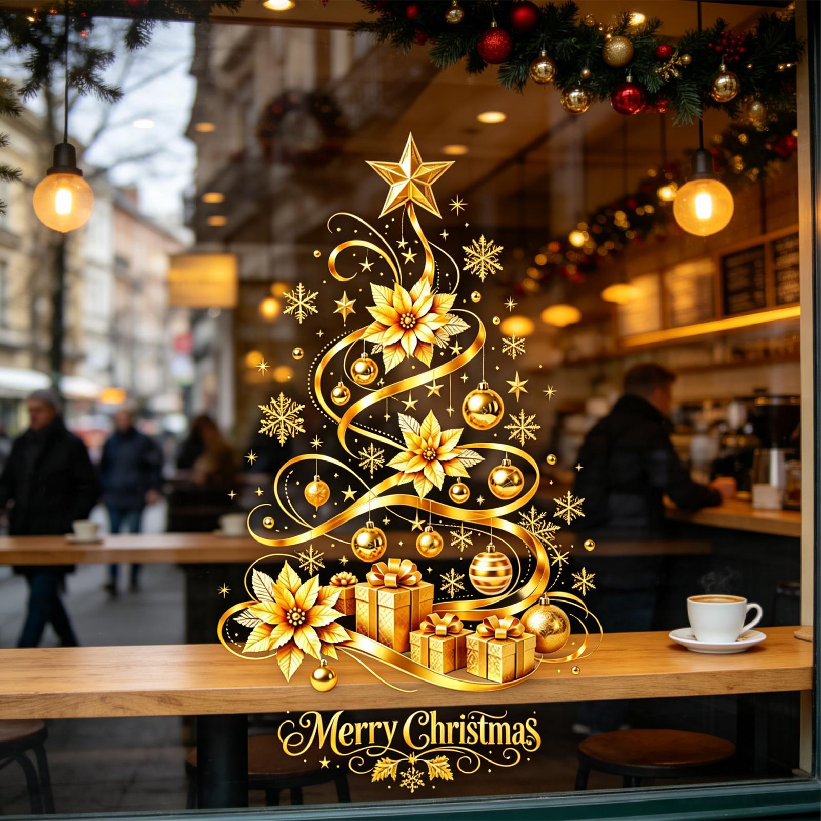Stiker Dinding Pohon Natal, St - Snowflake Window Decal ulasan dan harga