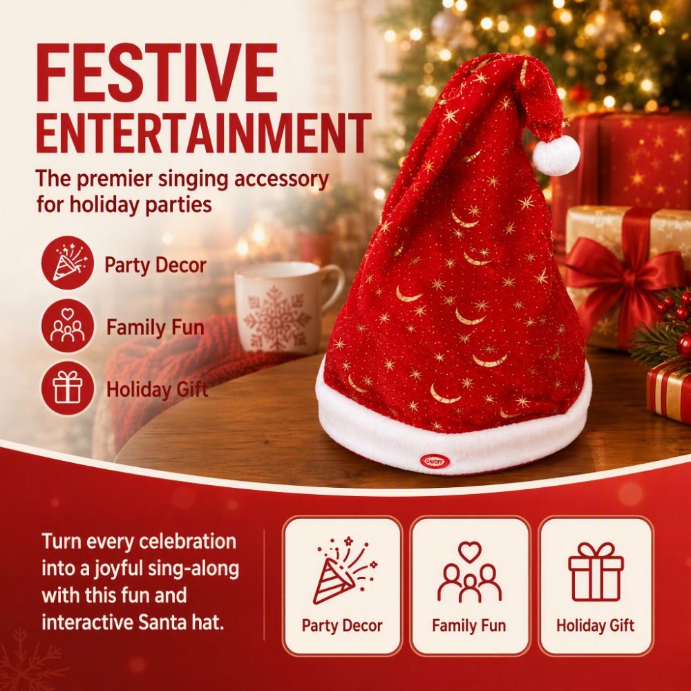 Topi Natal Berayun Elektrik, T - Santa Hat Plush ulasan dan harga